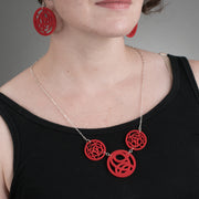 Red Circle Necklace on Model