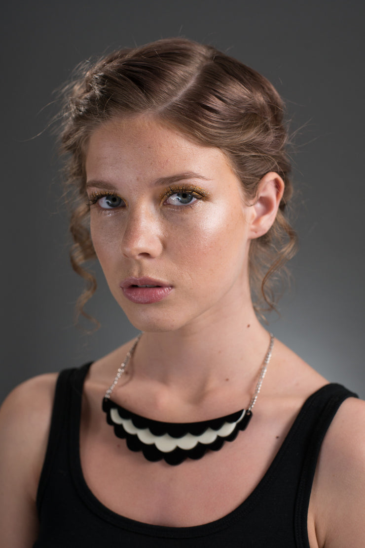 Black and White Necklace on model
