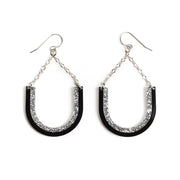 Black and Silver Drop Earrings