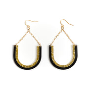 black and gold dangle earrings