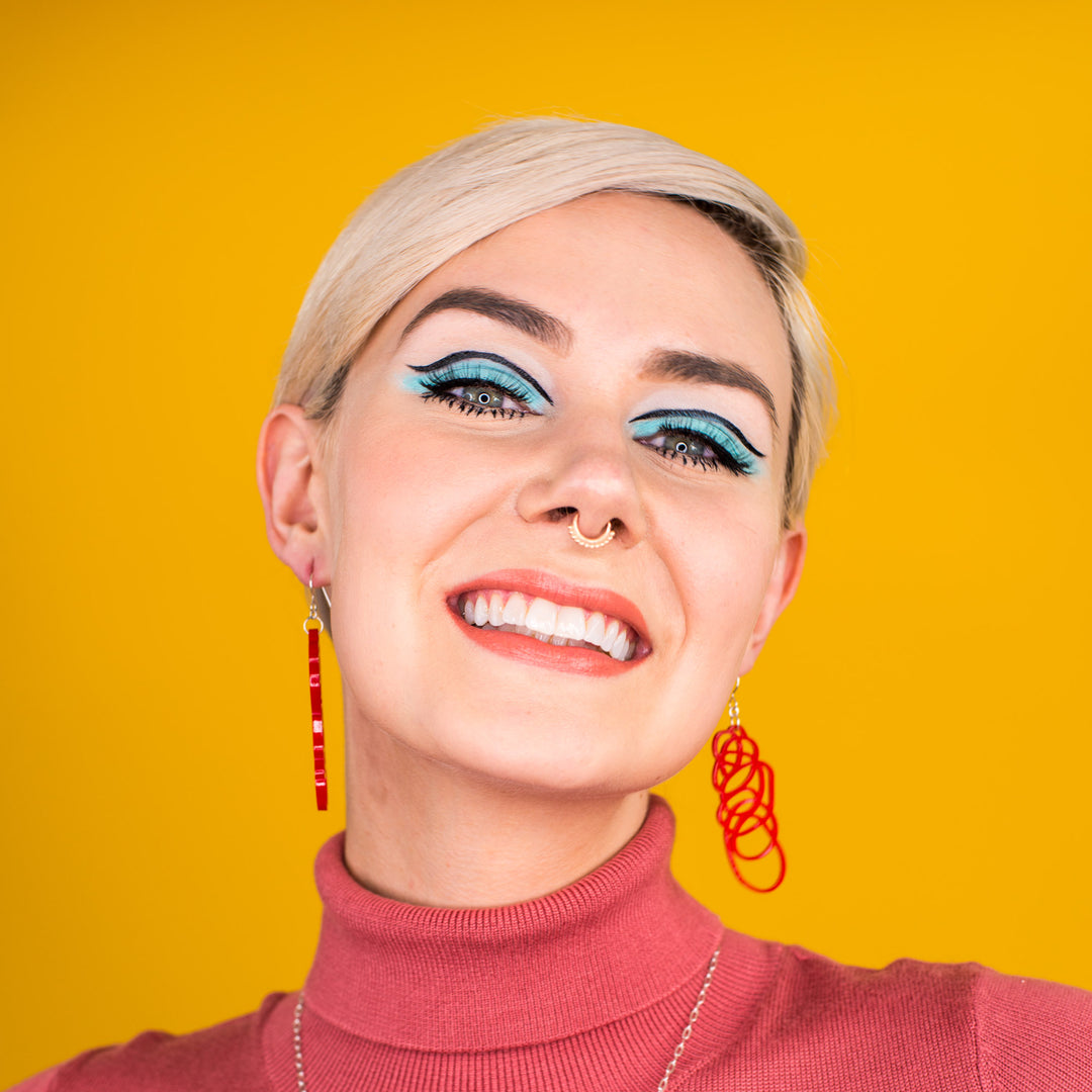 Red Dangle Earrings - Drawn Out