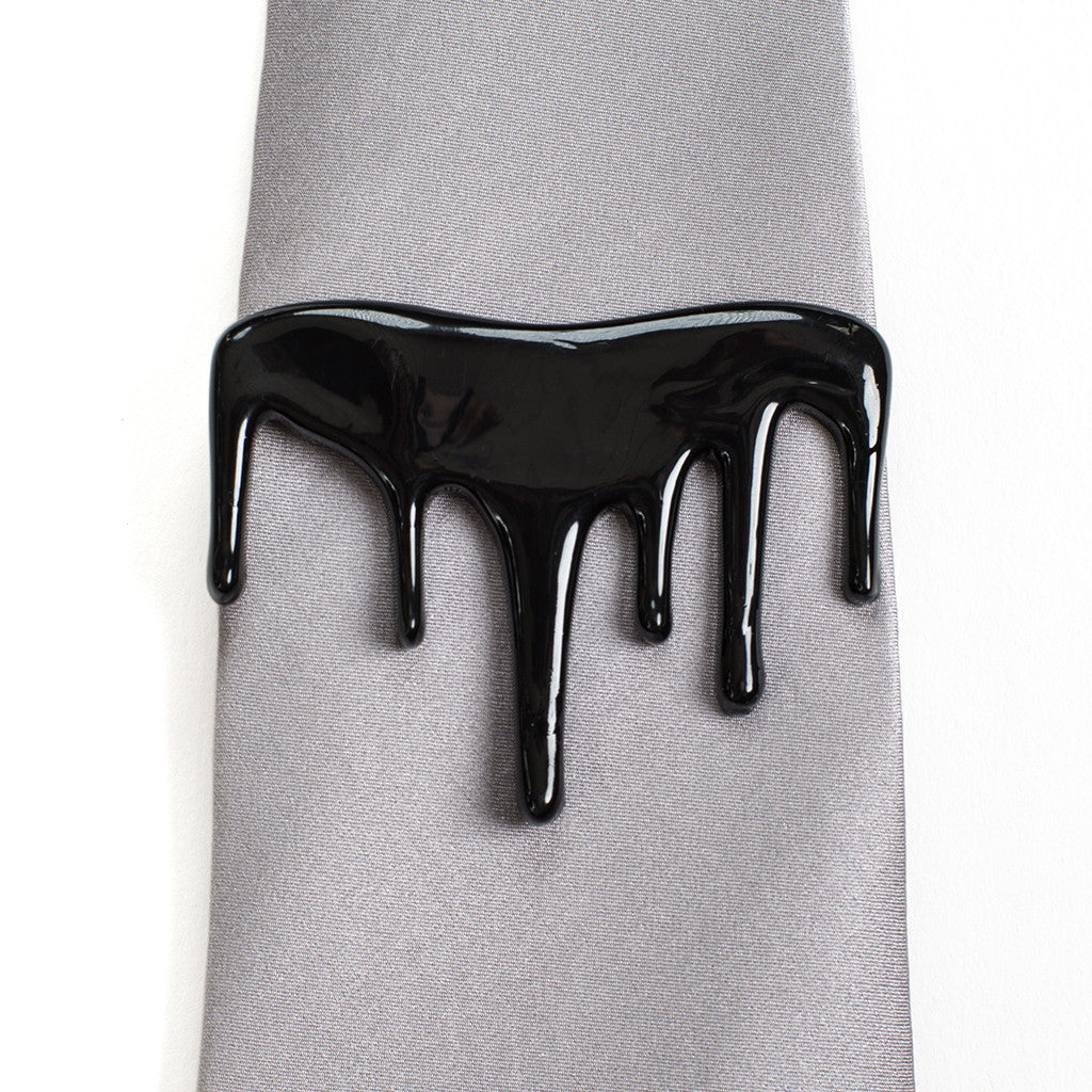 dripping black tie clip