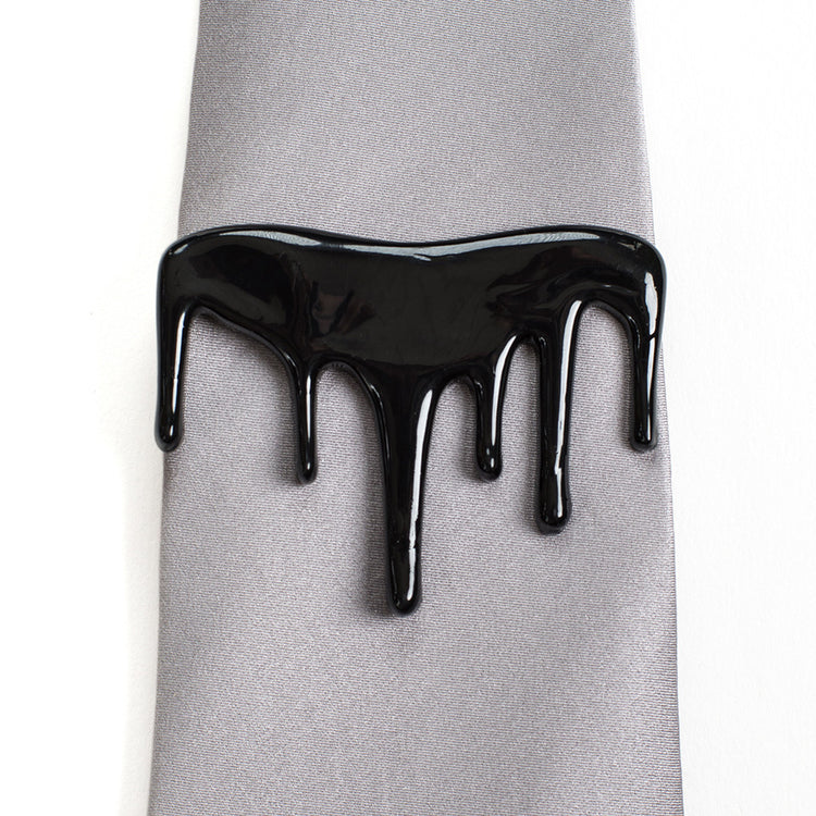 dripping black tie clip