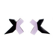 Black and Lavender Stud Earrings- Exed
