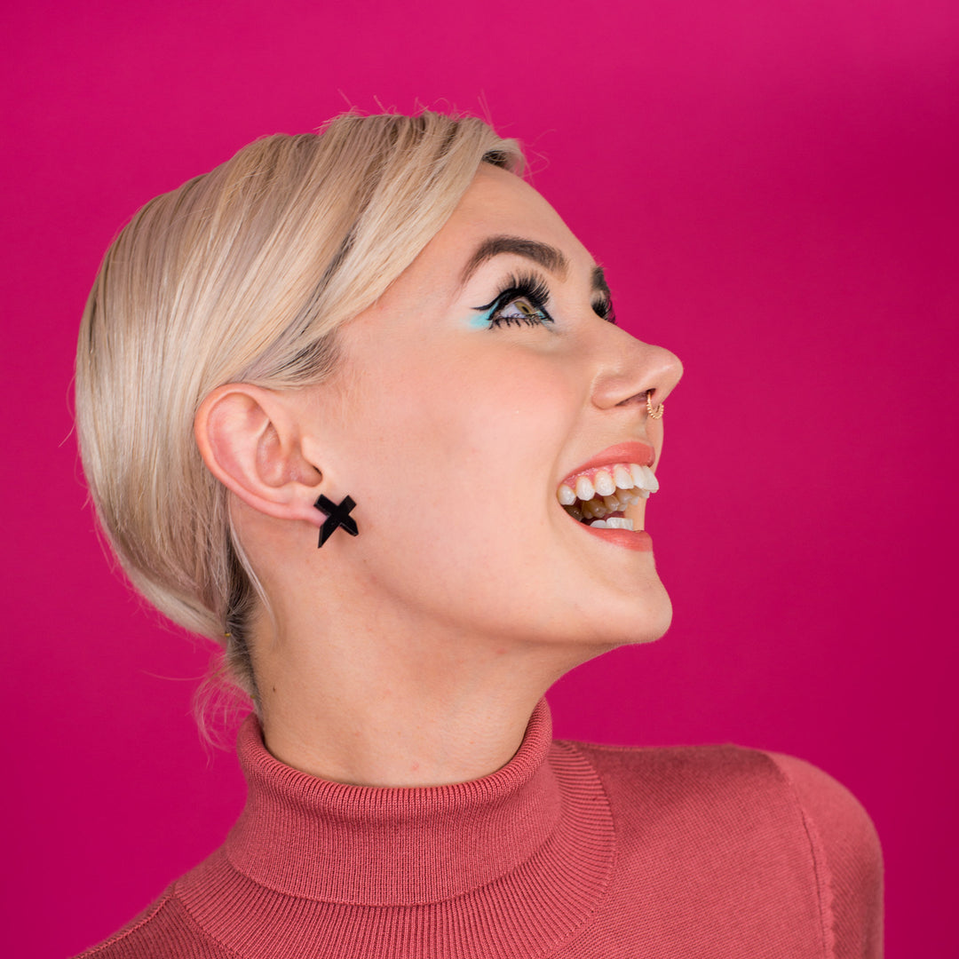 Black Stud Earrings - Exed