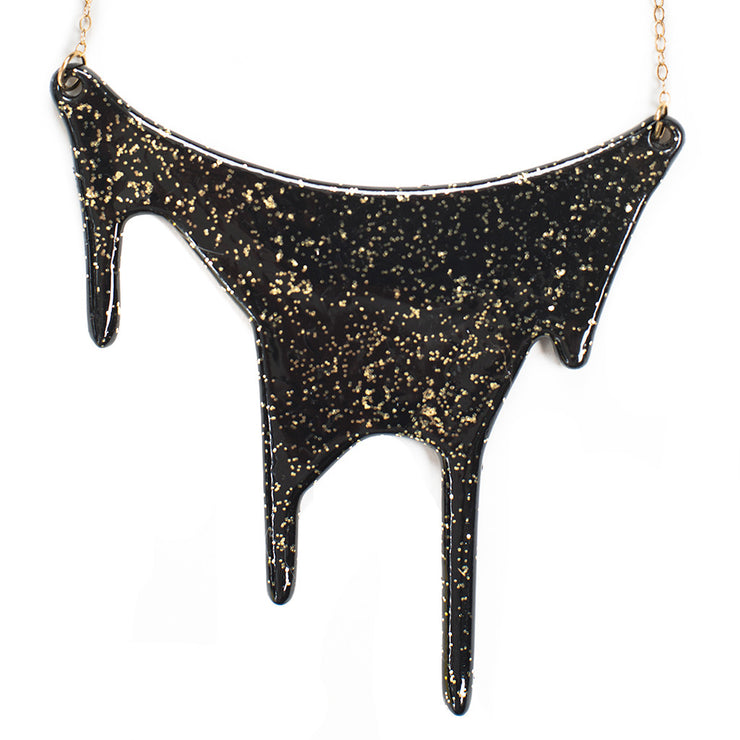 black gold statement necklace