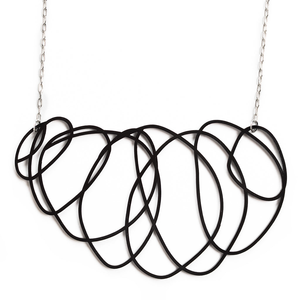 Delicate Black Statement Necklace - Scribbler