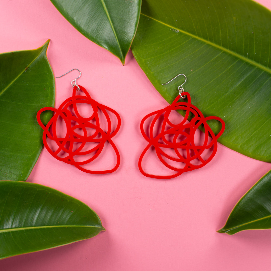 Red Statement Earrings -  Grande