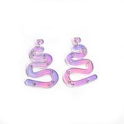 Iridescent Squiggle Earrings over white background