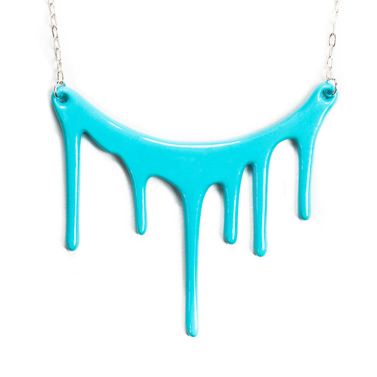 dripping blue statement necklace