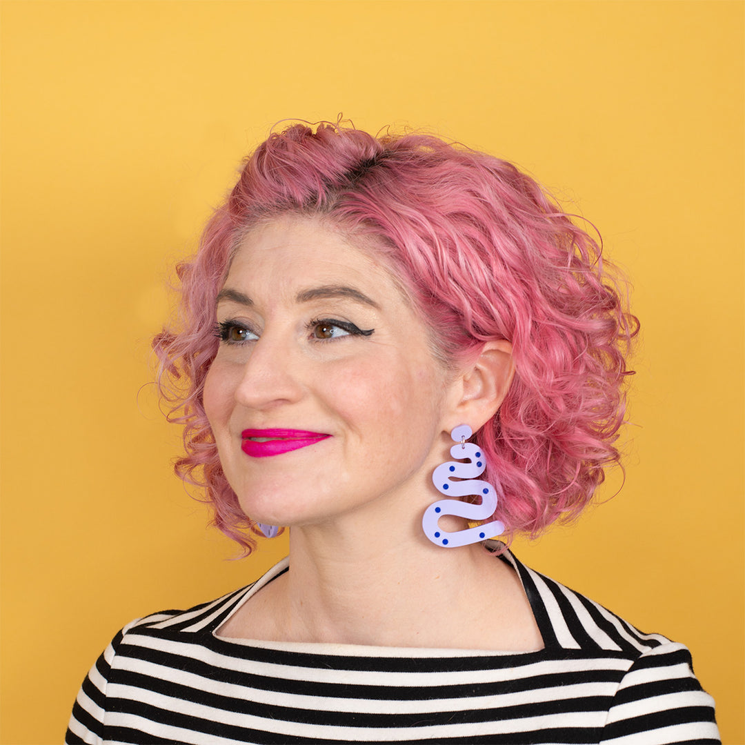 Pastel Lilac Squiggle Earrings