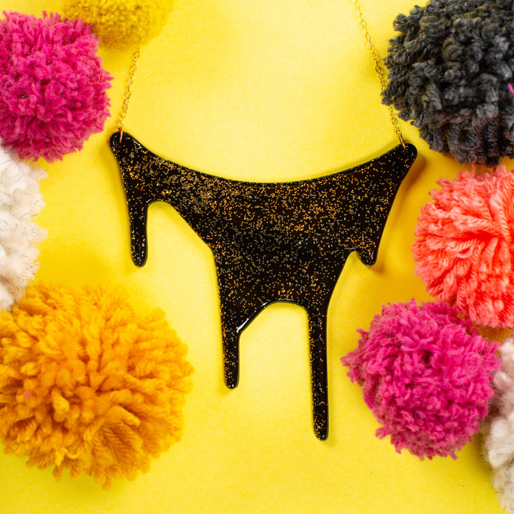 black gold statement necklace