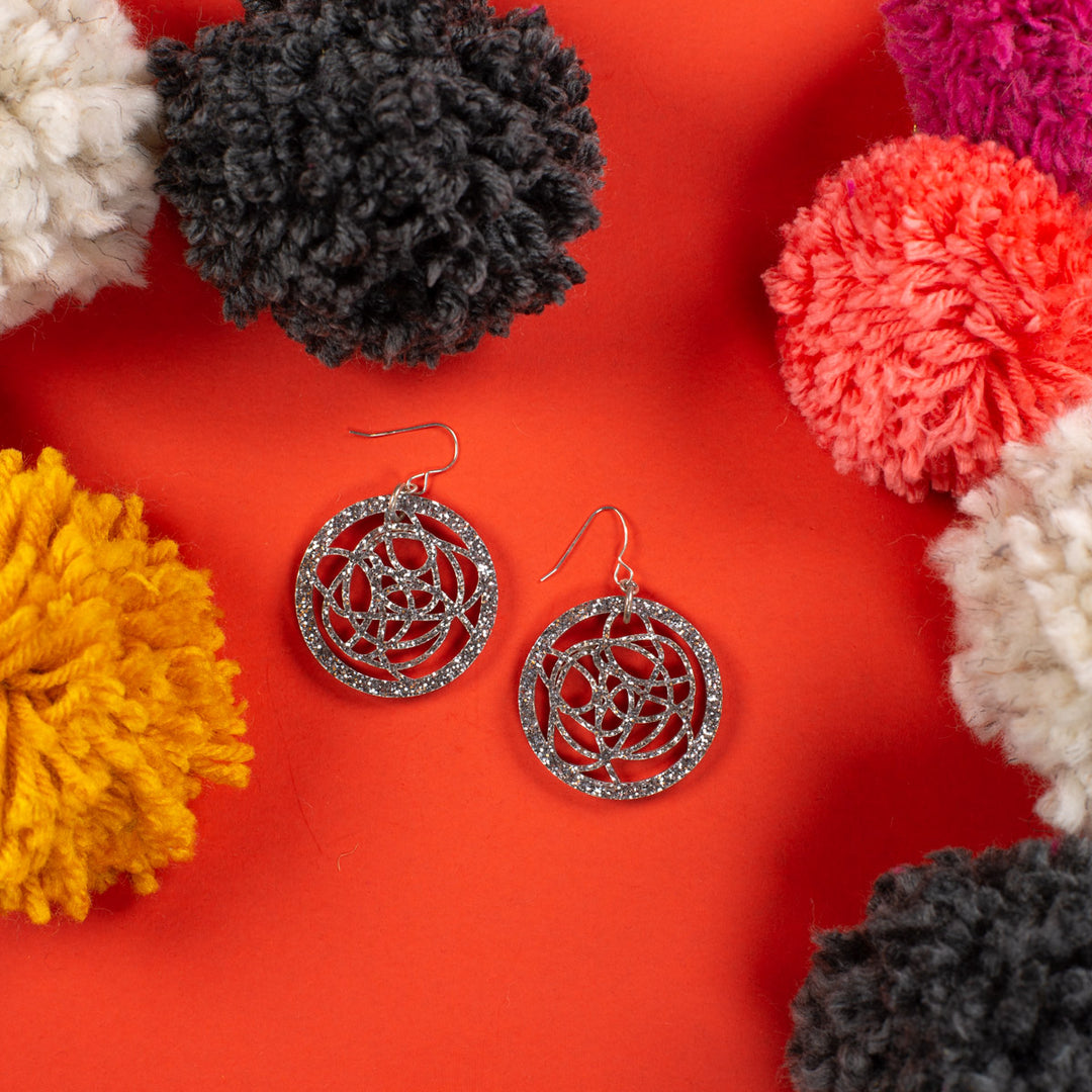 silver circle earrings