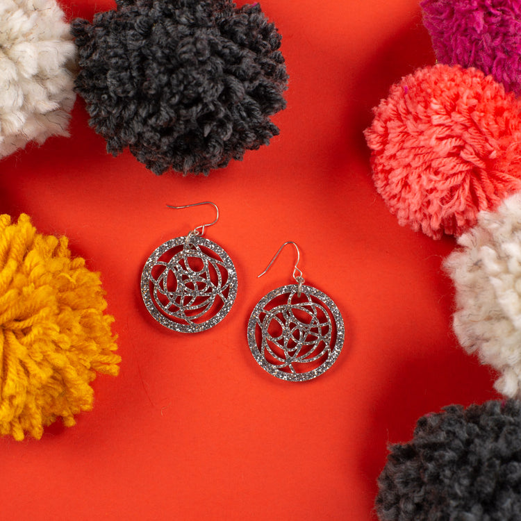 silver circle earrings