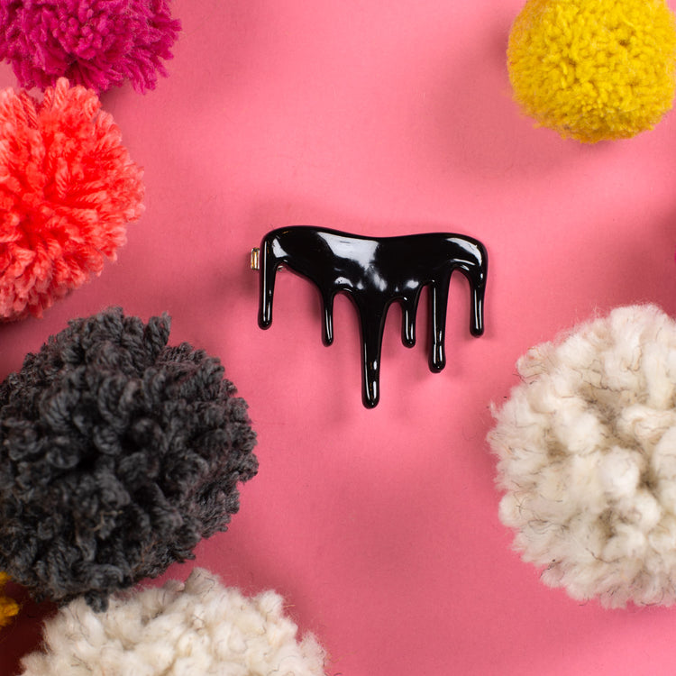 dripping black tie clip