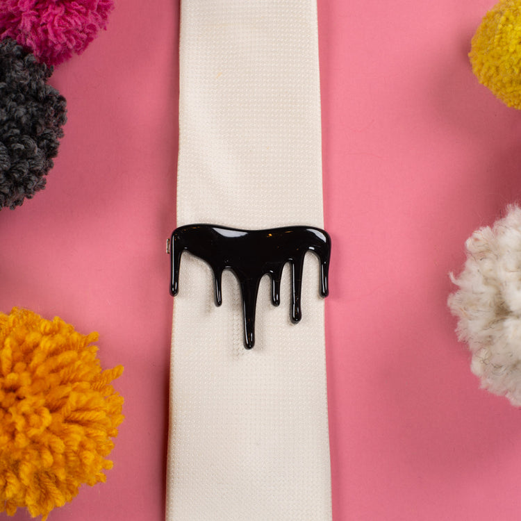 dripping black tie clip