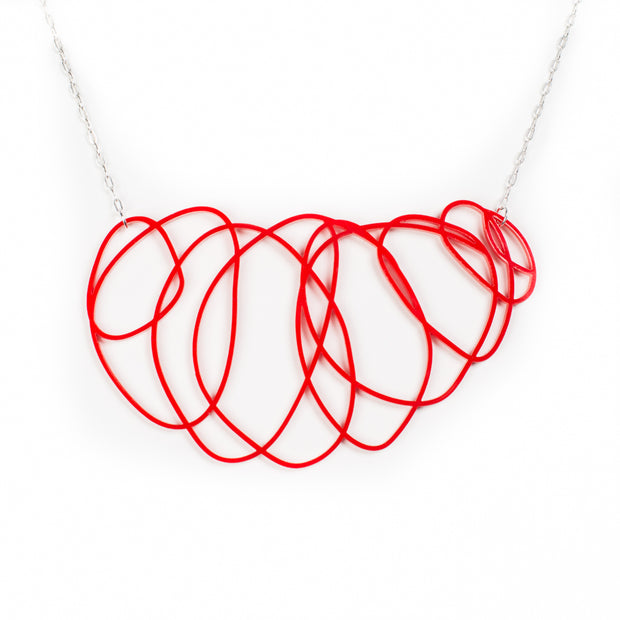 Delicate Red Statement Necklace - Scribbler