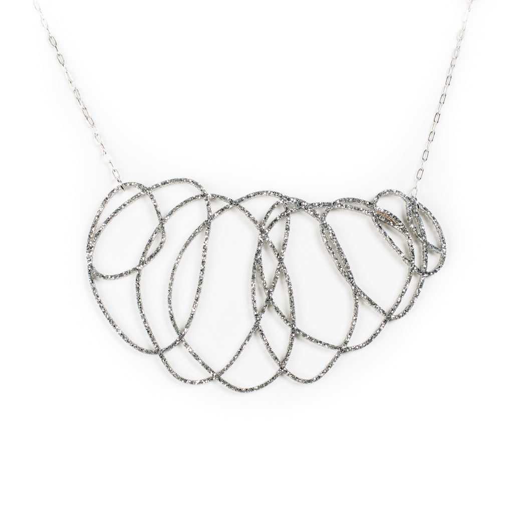 Delicate Silver Glitter Statement Necklace - Scribbler