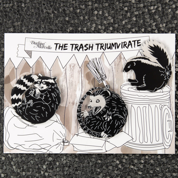 Trash Triumvirate animal pin set