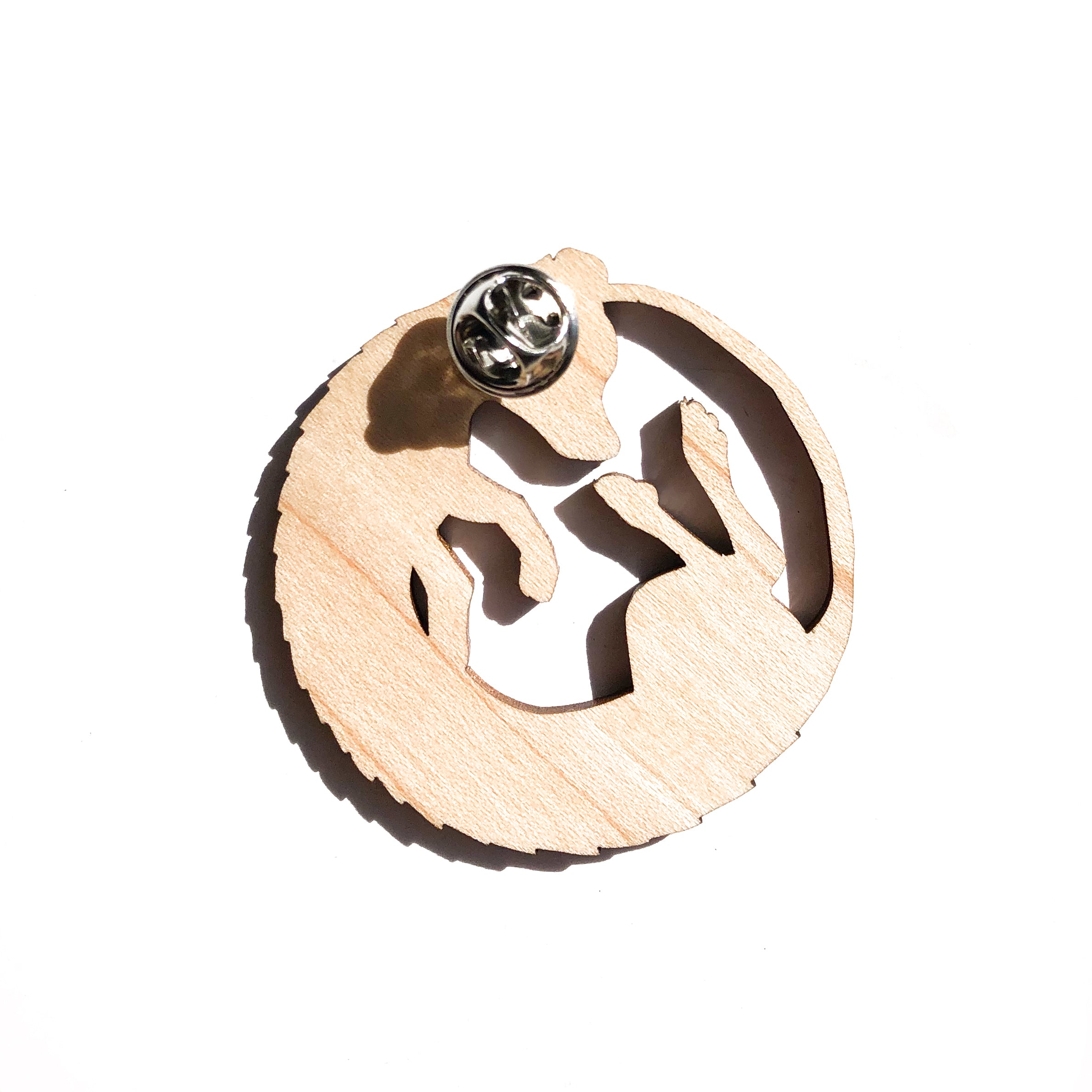 back of wood dog pin