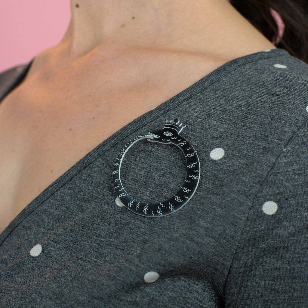 black ouroboros pin on model