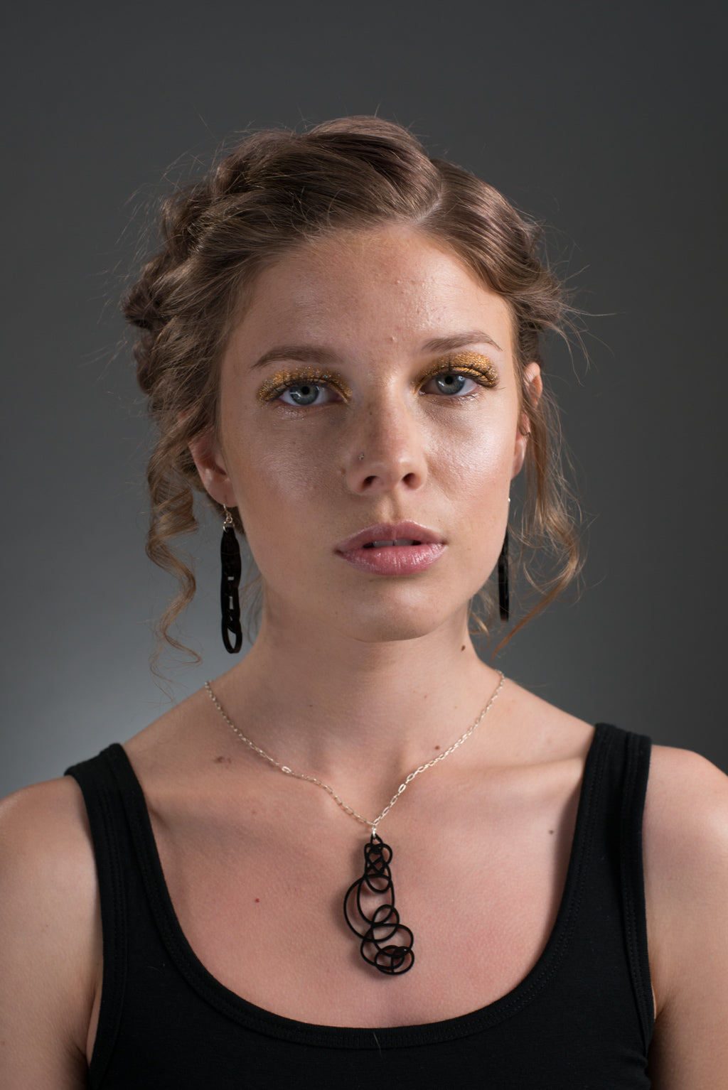 Delicate Black Pendant Necklace - Scratched Out