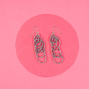 Silver Glitter Dangle Earrings - Drawn Out
