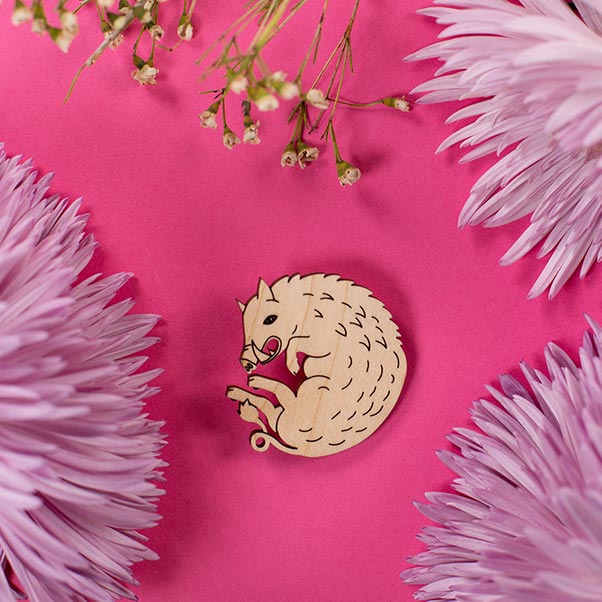 wood boar pin styled with flowers